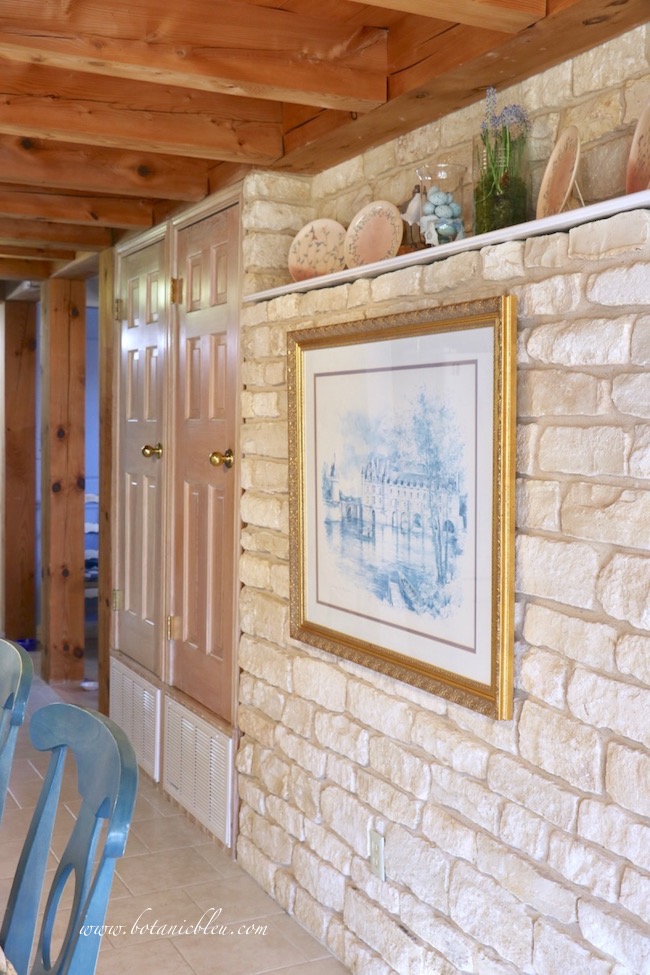 Botanic Bleu French Country Kitchen Stone Wall Spring