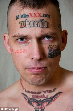 human billboard face tattoos