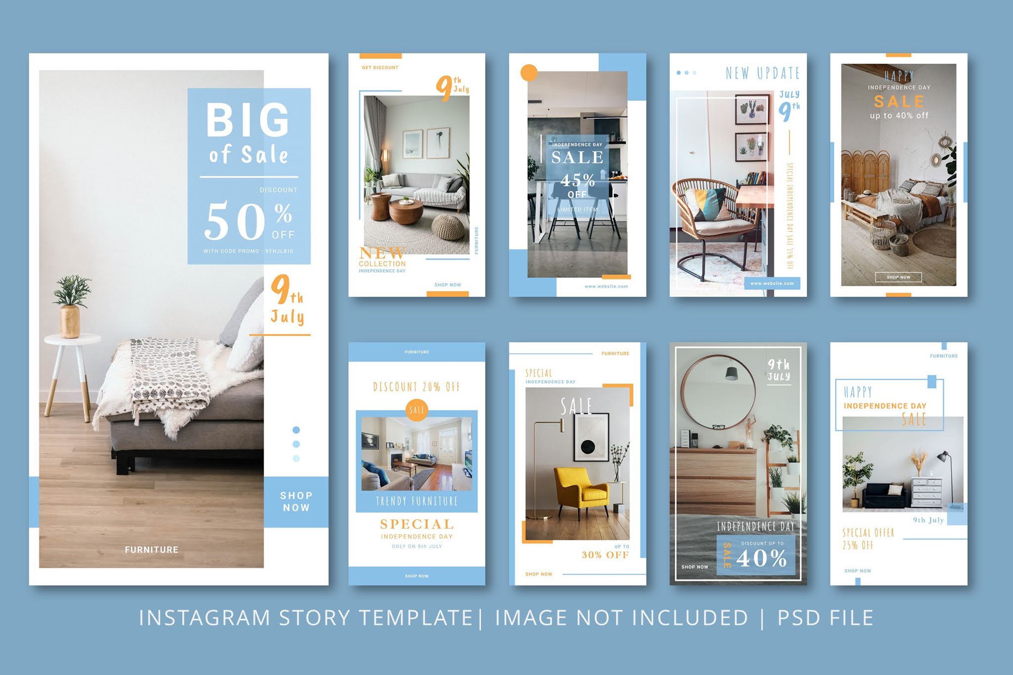 Open source banners PSD social media and Instagram, modern interior decoration field, free download