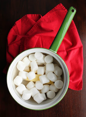 vintage saucepan filled with marshmallows and butter