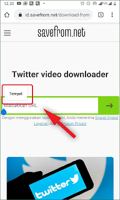 Mempaste link di twitter