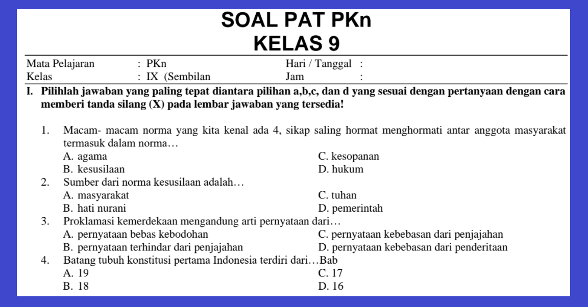 Persiapan Maksimal: Menguasai Soal PKn Kelas 9 Semester 2 PAT untuk Raih Prestasi