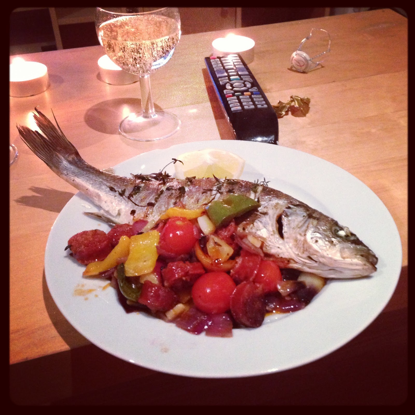 yorkiestyles James Martin's Roasted Sea Bass with Chorizo, red onion