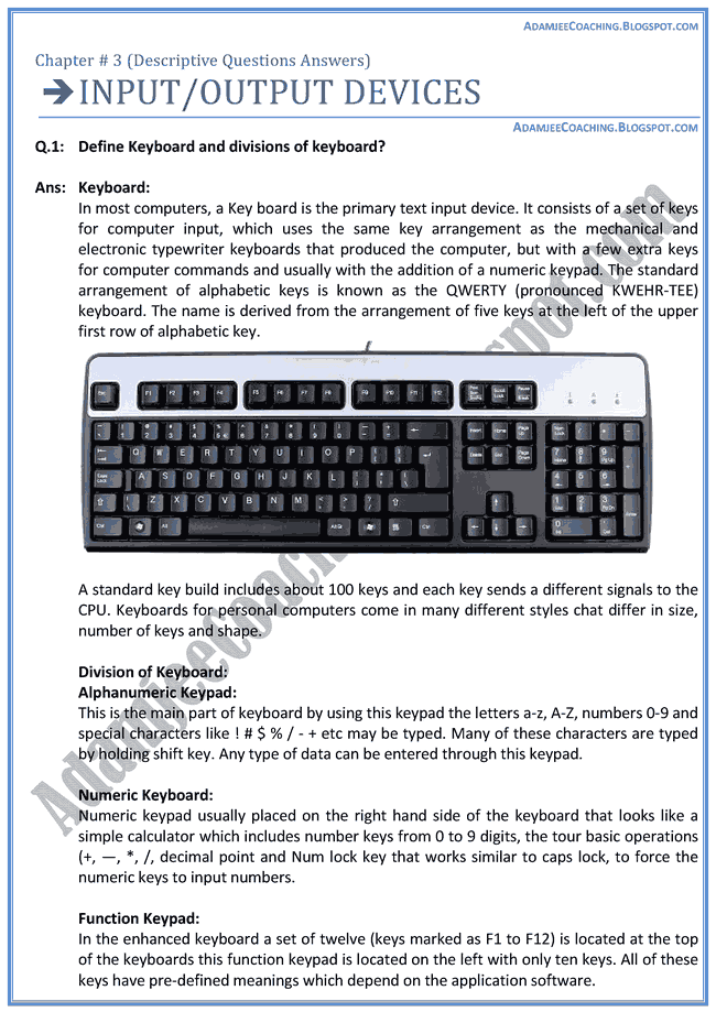 Essay on input devices of computer