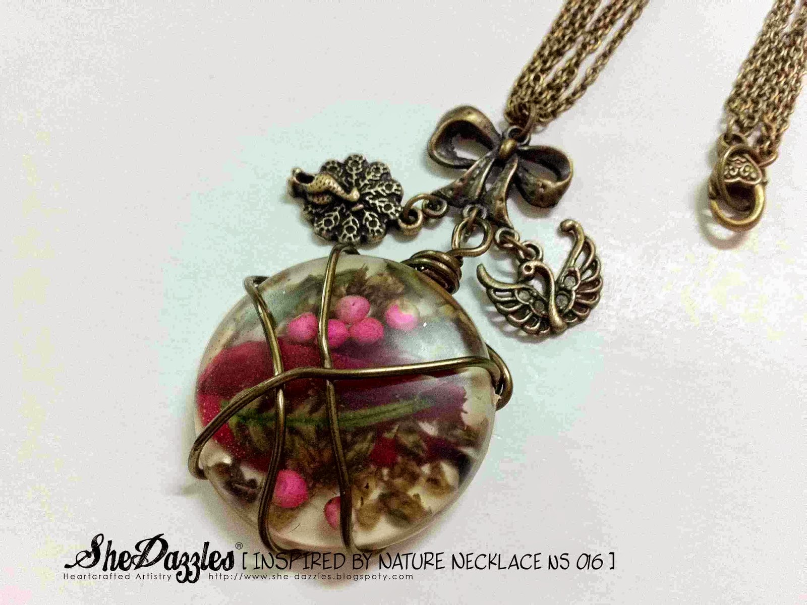 NS 016 Resin Necklace with Potpourri SheDazzles (Malaysia) Charm Bracelet, Handmade