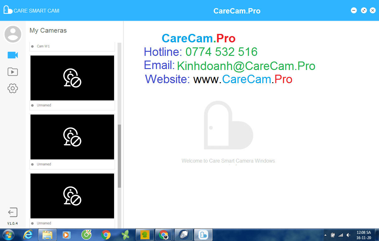Phần mềm xem Camera CareCam trên PC, máy tính