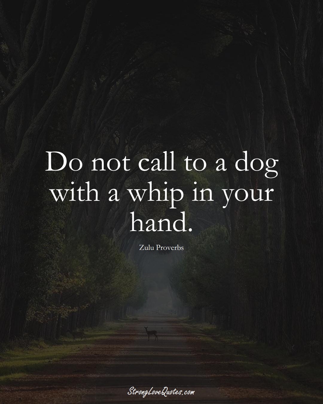 Do not call to a dog with a whip in your hand. (Zulu Sayings);  #aVarietyofCulturesSayings