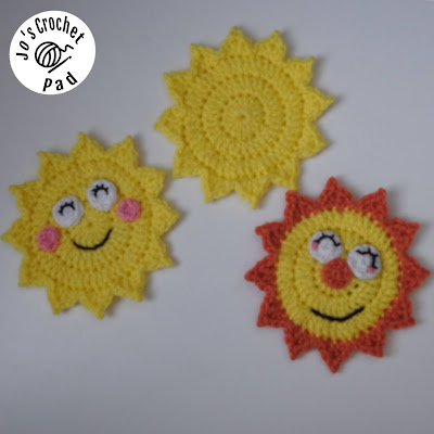 Sun Crochet Applique Embellishment Pattern