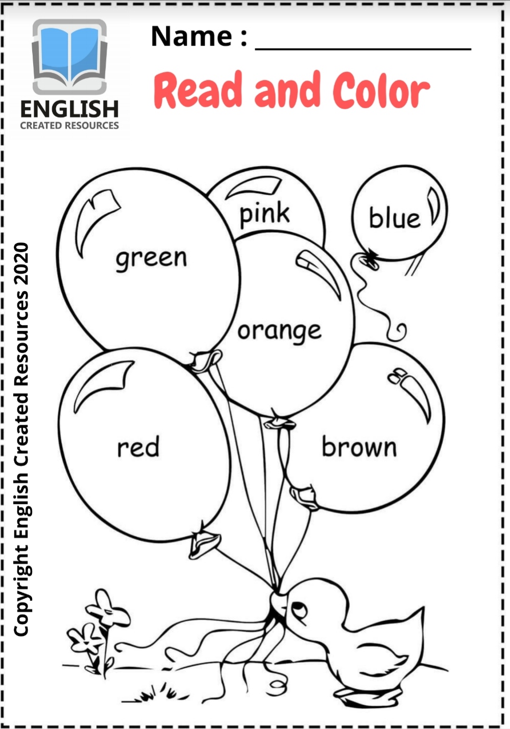 Coloring Worksheets for Kids ( Read and Color ) - English Created Resources