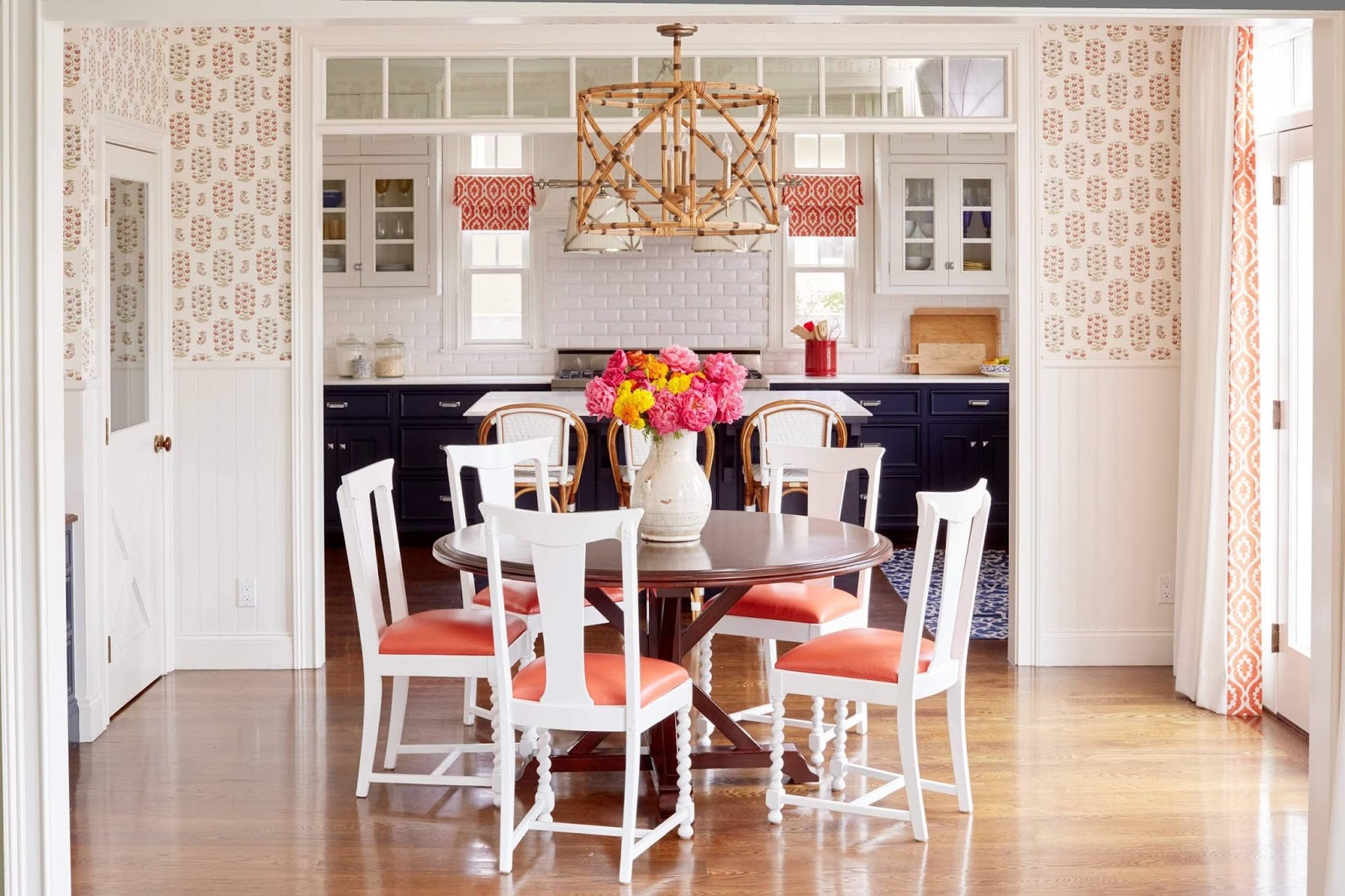 Navy Kitchen "Breakfast Room" Small Kitchen With an Island Kitchen Design and Remodeling Ideas