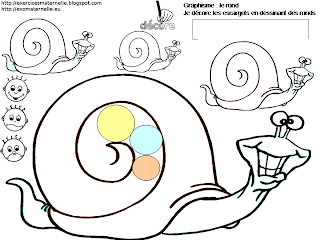 Maternelle: Graphisme et écriture en cursives avec des escargots