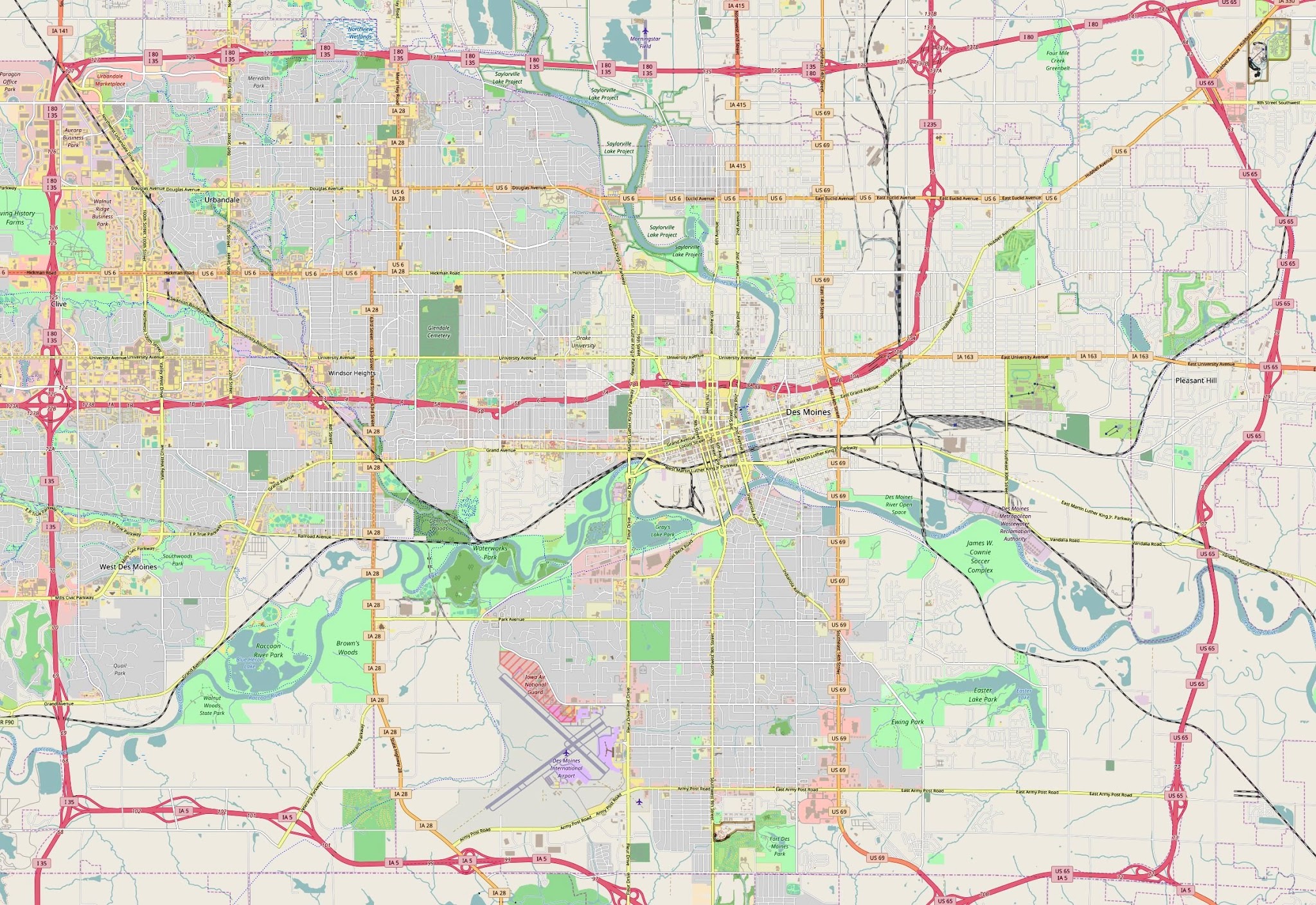 Des Moines, Iowa Map