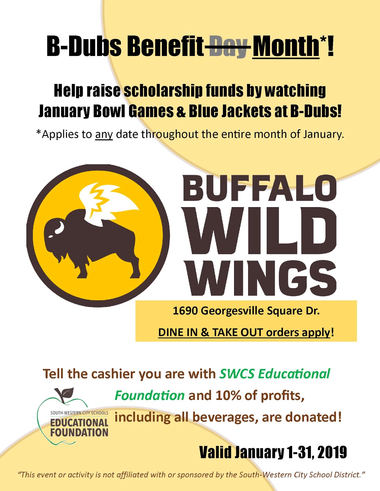 City Schools Educational Foundation: Buffalo Wild Wings January!