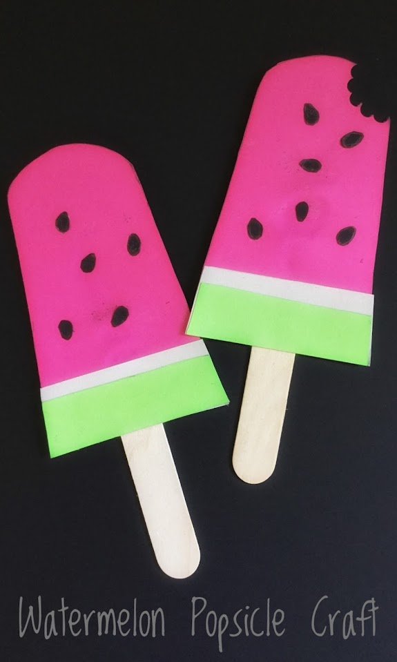 Craft for kids, kids craft, ice cream craft, popsicle stick craft, craft stick, paper craft, fun craft, national watermelon day, summer craft, fruit craft