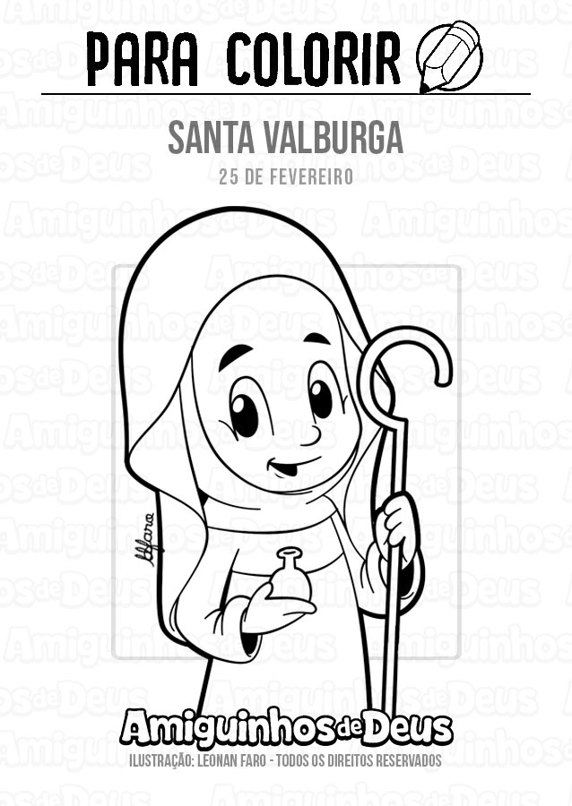 Santa Valburga desenho para colorir