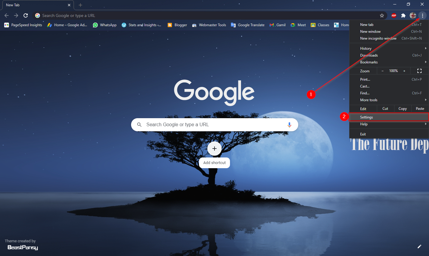 How to restore default or change your Google Chrome theme?  Gear