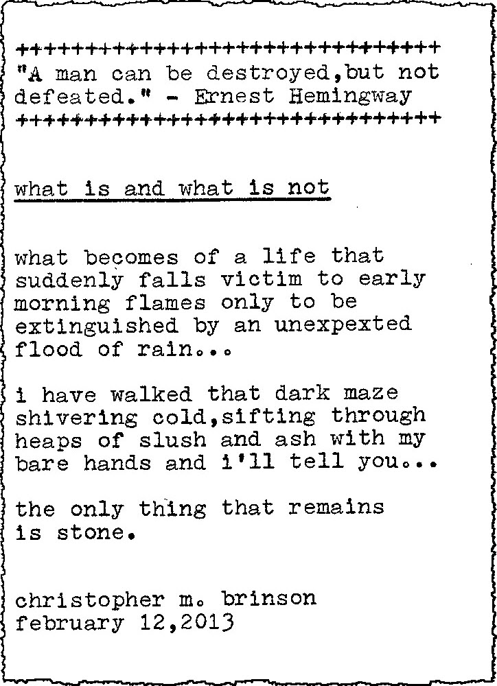 Tales From The Typer i've seen fire and rain...