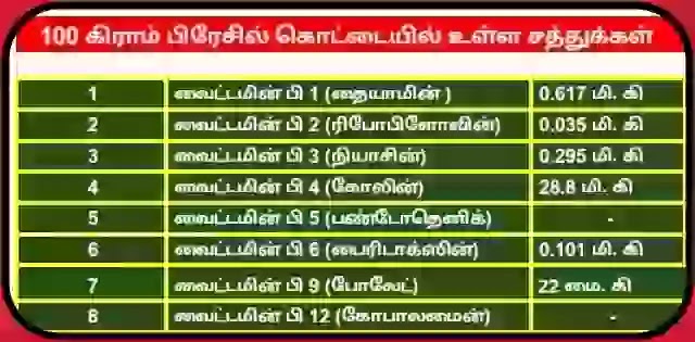 பிரேசில் கொட்டையில் உள்ள விட்டமின்கள்