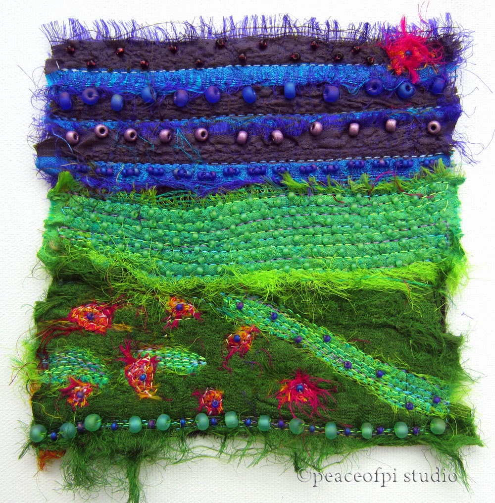 peaceofpi studio Hand Beading Fiber Art Quilt