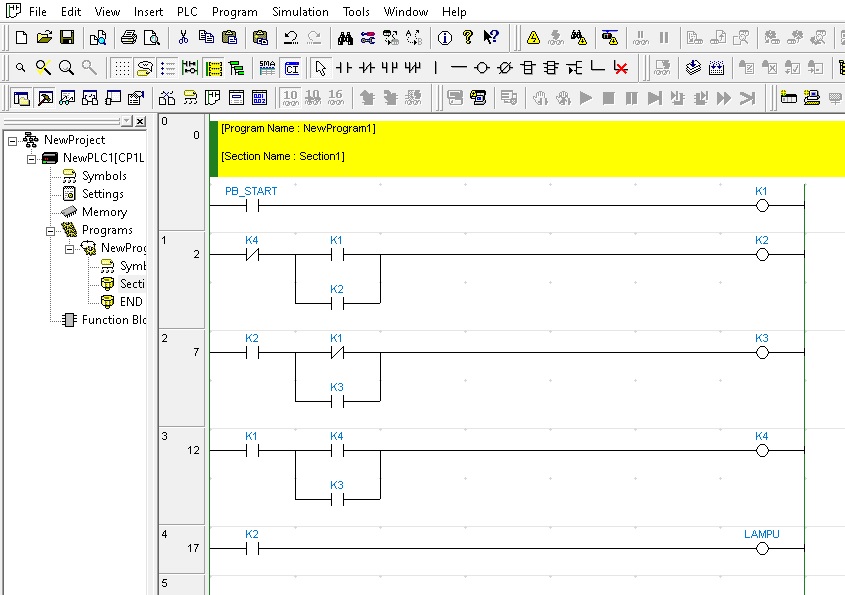 Membuat Program On/Off dengan menggunakan 1 Tombol pada PLC Omron ...