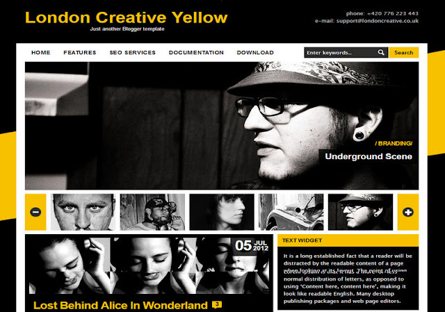 London Creative Yellow Blogger Template