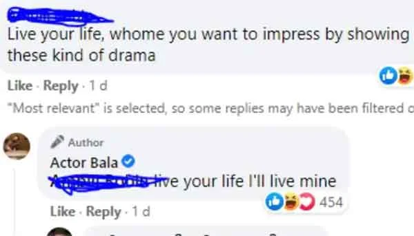 News, National, India, Chennai, Tamil, Actor, Cine Actor, Cinema, Entertainment, Social Media,  South Indian film actor Bala replied to woman who write bad comments on his post