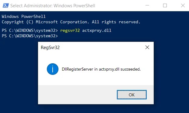 Re-Register actxprxy DLL Re-Register actxprxy DLL