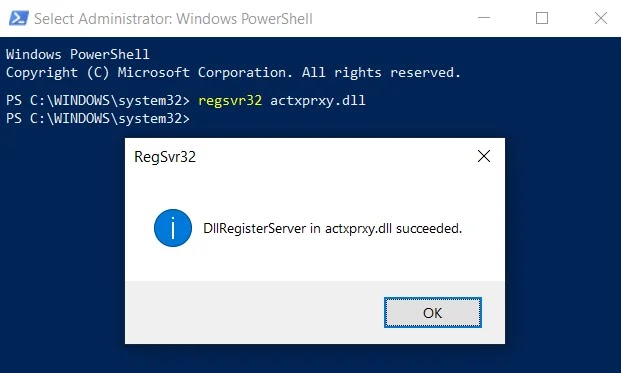 Re-Register actxprxy DLL