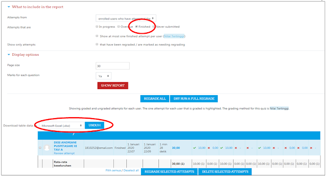 Cara Download Nilai Ulangan Quiz Dari E Learning Moodle Guru Mulyono