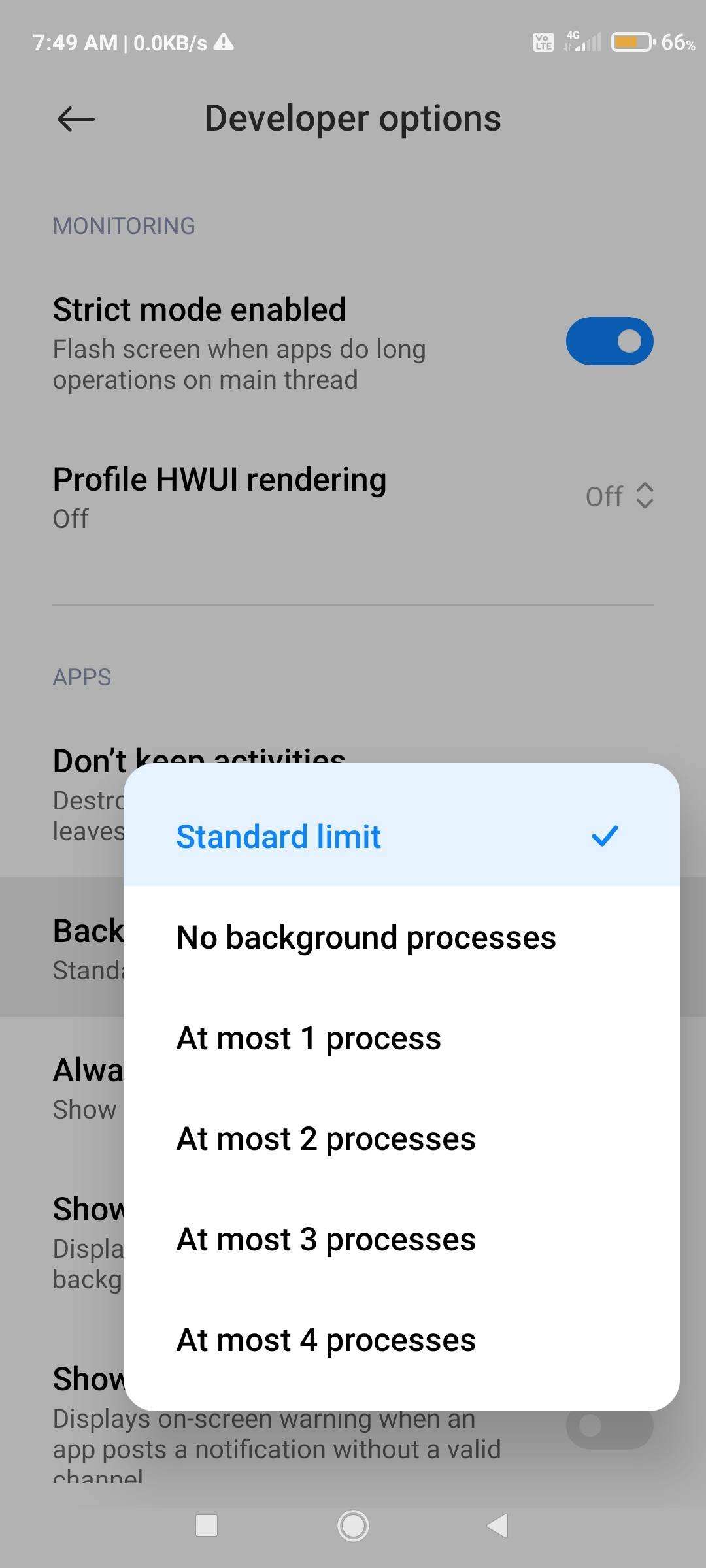 How to limit background processes in an android smartphone?