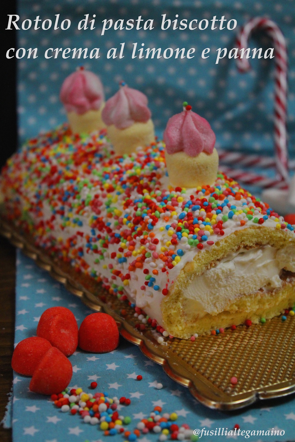 fusillialtegamino Rotolo di pasta biscotto con crema al limone e panna