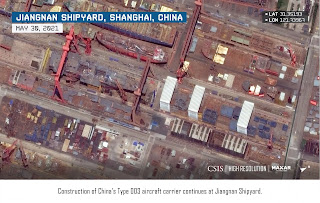 Konstruksi Kapal Induk 003 di Galangan Kapal Shanghai
