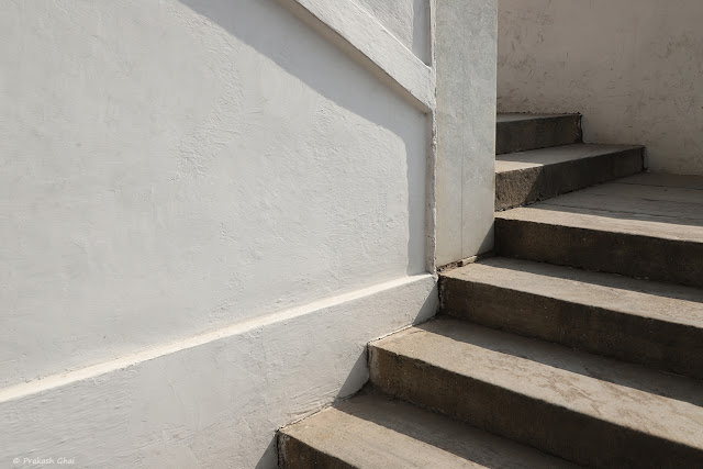 A Minimalist Photograph of Six Steps of one of the two Entrance Staircases at Hawa Mahal Jaipur.