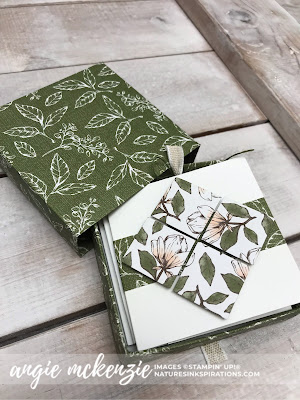 By Angie McKenzie for Stampin' Dreams Blog Hop; Click READ or VISIT to go to my blog for details! Featuring: my favorite Stampin' Up! Designer Series Paper (DSP), Magnolia Lane DSP, Detailed Trio Punch; #stampinupdsp  #magnolialanedsp #cardtechniques #bloghops #3dprojects #minicardbox #magnolialaneribboncombo