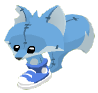 a blue fox with its body in a shoe