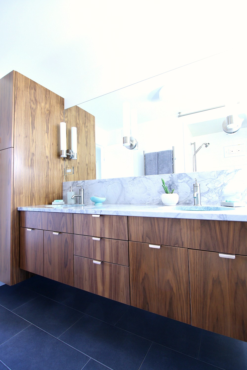 A Mid Century Modern Inspired Bathroom Renovation Before After Mid Century Modern Inspired Bathroom Renovation Before After Floating Walnut Vanity