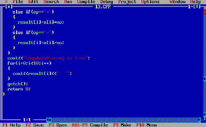 C++ program to accept 10 numbers in an array and ask to perform any ...