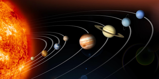 На модели Солнечной системы показаны четыре внутренние планеты земной группы – Меркурий, Венера, Земля и Марс, а также четыре внешние – Юпитер, Сатурн, Уран и Нептун. В отличие от этих газовых гигантов из водорода и гелия, планеты земной группы состоят из кислорода, кремния, железа и других тяжелых элементов. Credit: NASA/JPL