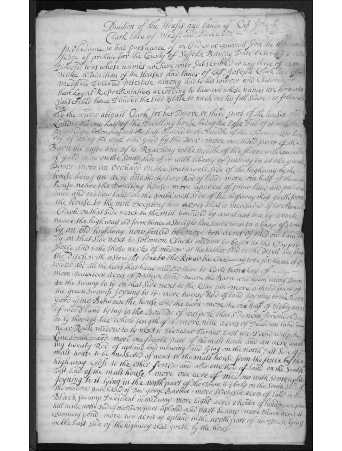 GeneaMusings Amanuensis Monday 1732 Division of Real Estate of