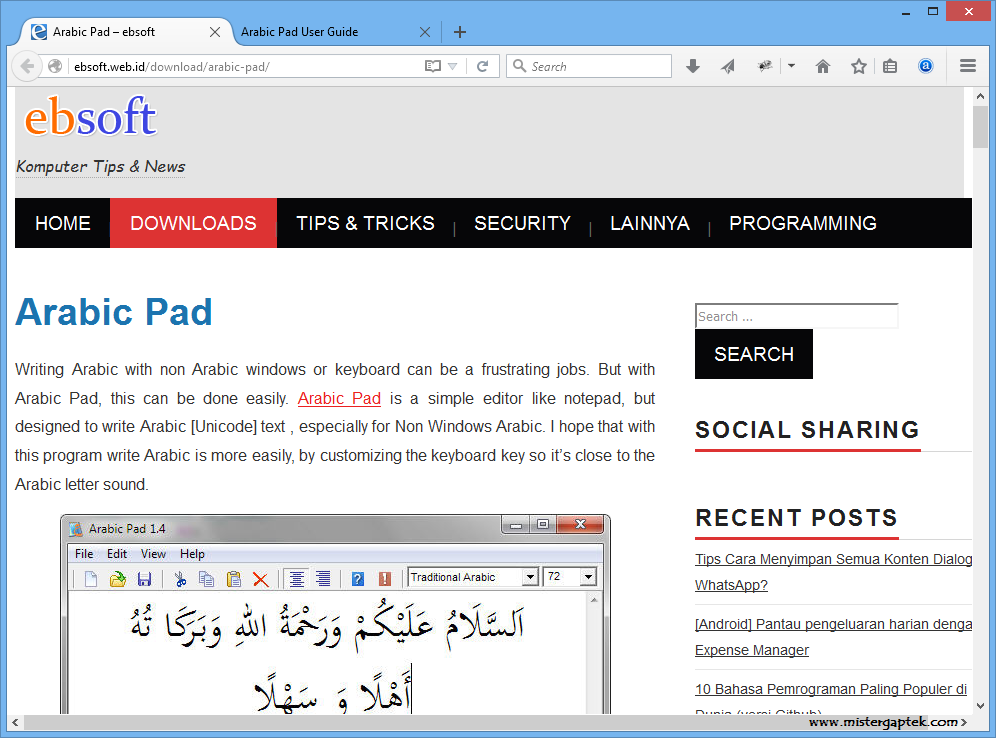 Cara Mudah Ketik Tulisan Bahasa Arab dengan Arabic Pad 1.4 di Laptop