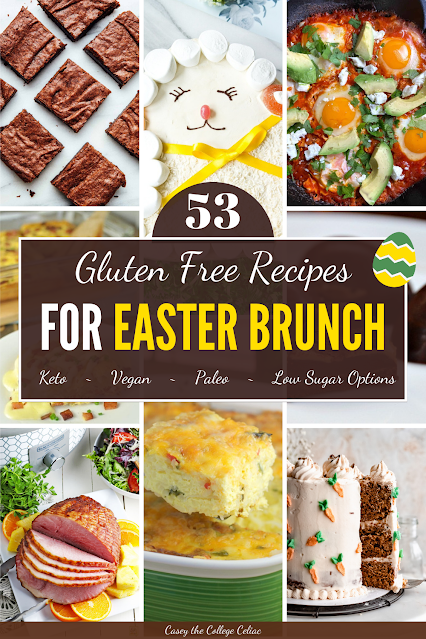 Need #glutenfree recipes for #Easter brunch? Here are 53 yummy options for breakfast, brunch and dessert. #Keto, #vegan, #paleo, #sugarfree options!