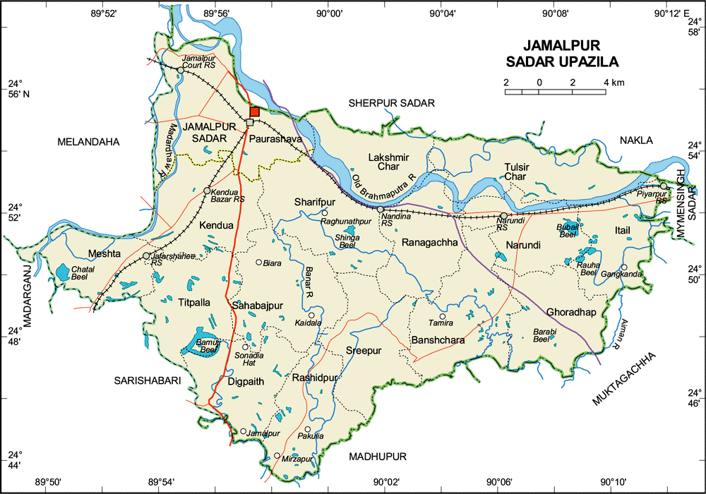Jamalpur Sadar Upazila Map Jamalpur District Bangladesh