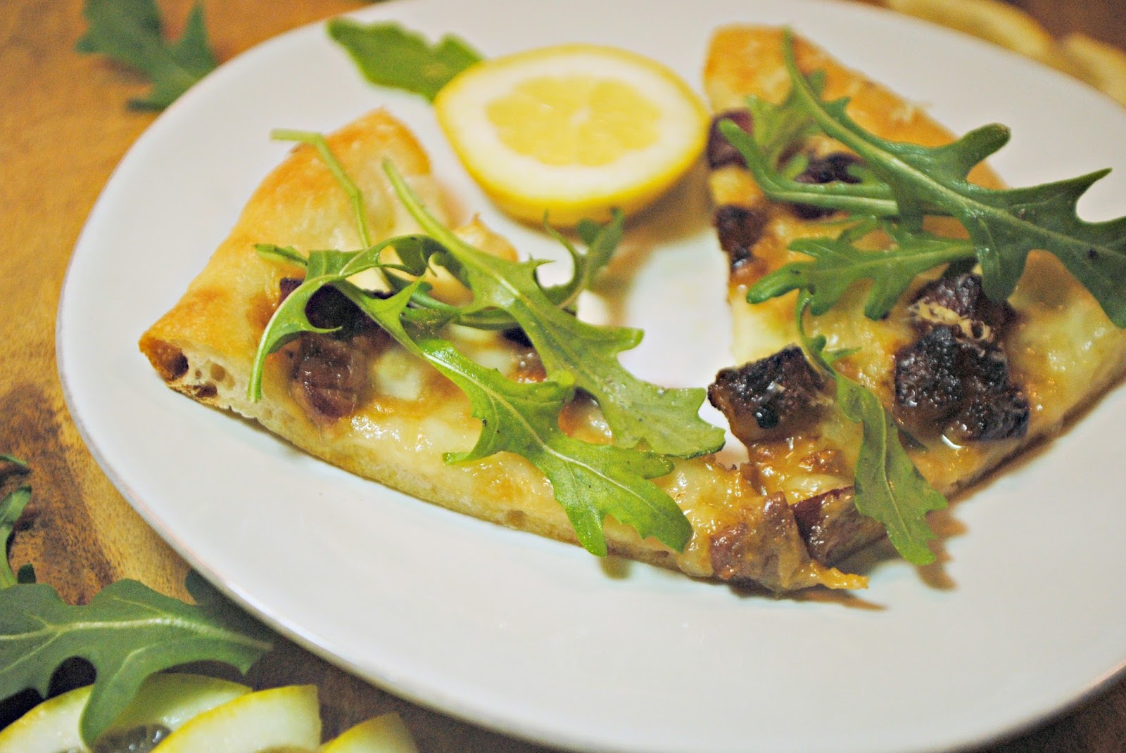 GourmetGents By the Slice (White pizza with pancetta and arugula)