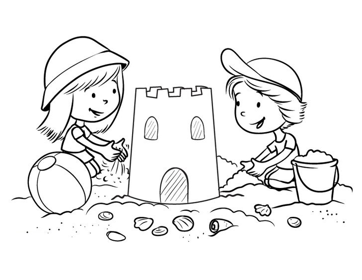 Tranh tô màu chủ đề mùa hè vui của bé