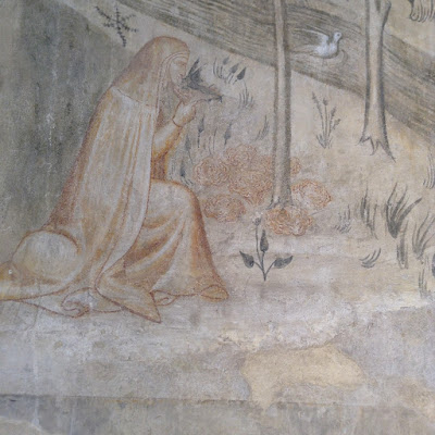 Ex Convento di Santa Marta a Siena: chiostro affreschi monocromi con scene di vita eremitica