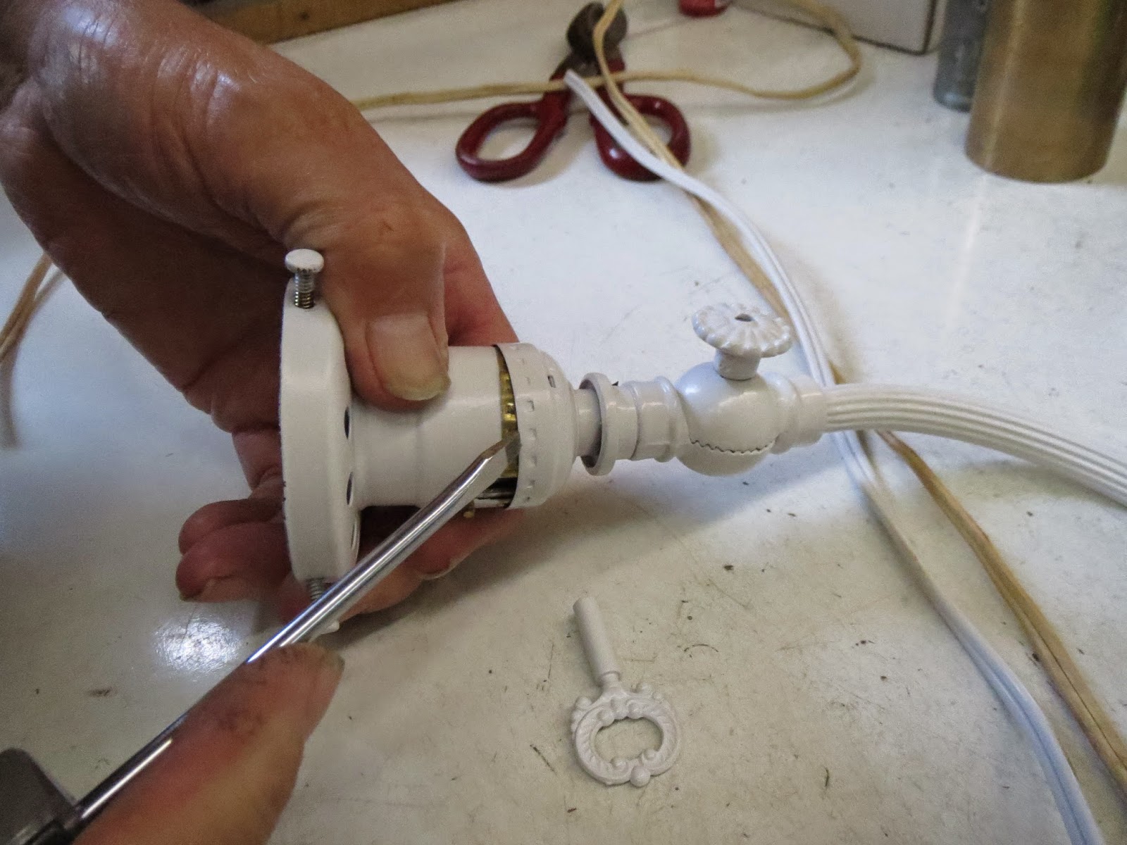 Lamp Parts and Repair Lamp Doctor Painted White Floor Lamp with