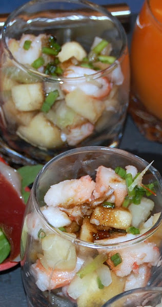  Vasito de langostinos, apio y manzana