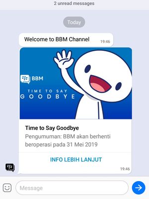  Ada kabar mengejutkan datang dari layanan pesan instan  Layanan BBM Akan Berhenti Beroperasi Pada 31 Mei 2019 Mendatang