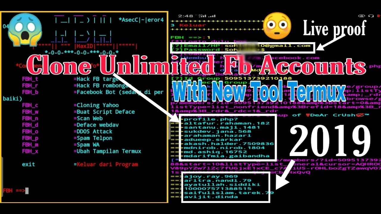 Technical Ab How To Clone Unlimited Old Facebook Accounts With Termux New Tool 2019