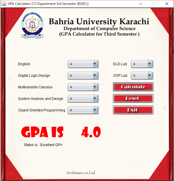 GPA Calculator for BUKC Students (CS 3rd Semester) FryDiv Technologies